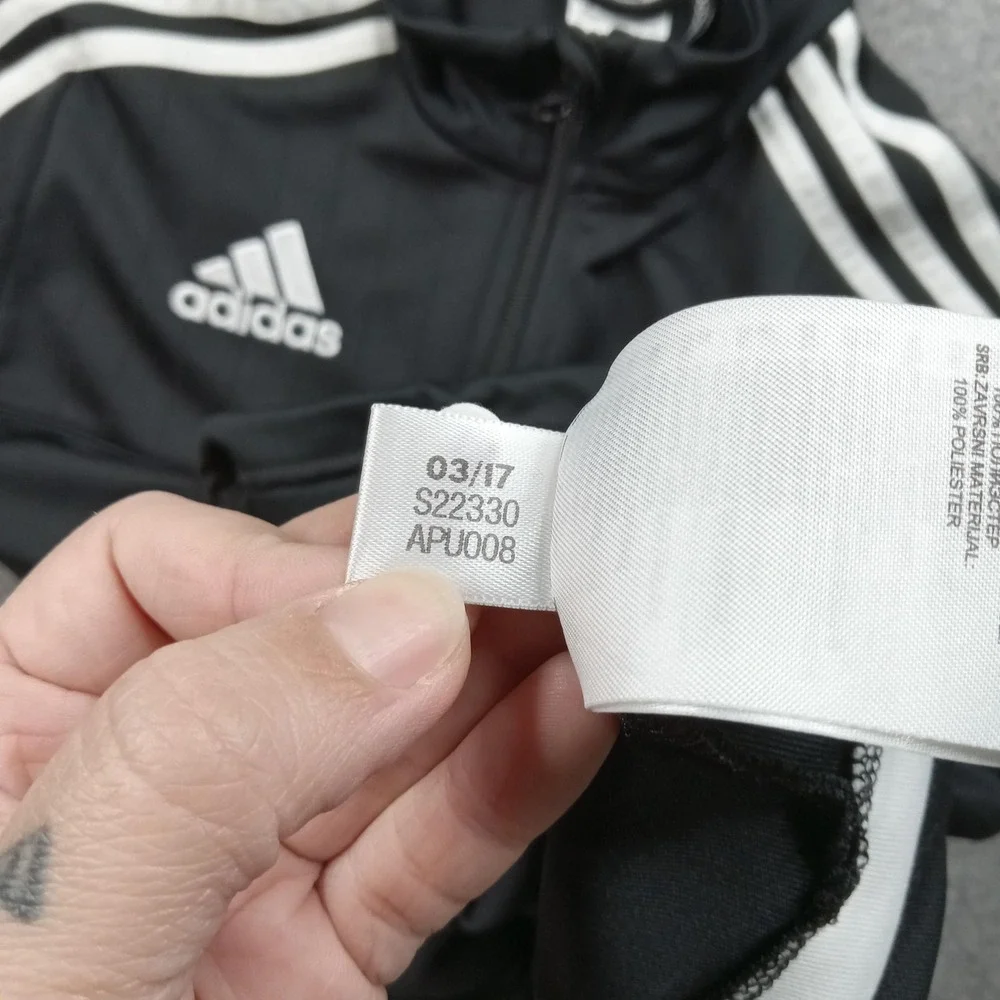Adidas Track Jacket Youth 13-14 Years Black Climacool Full Zip 3 Stripe Athletic